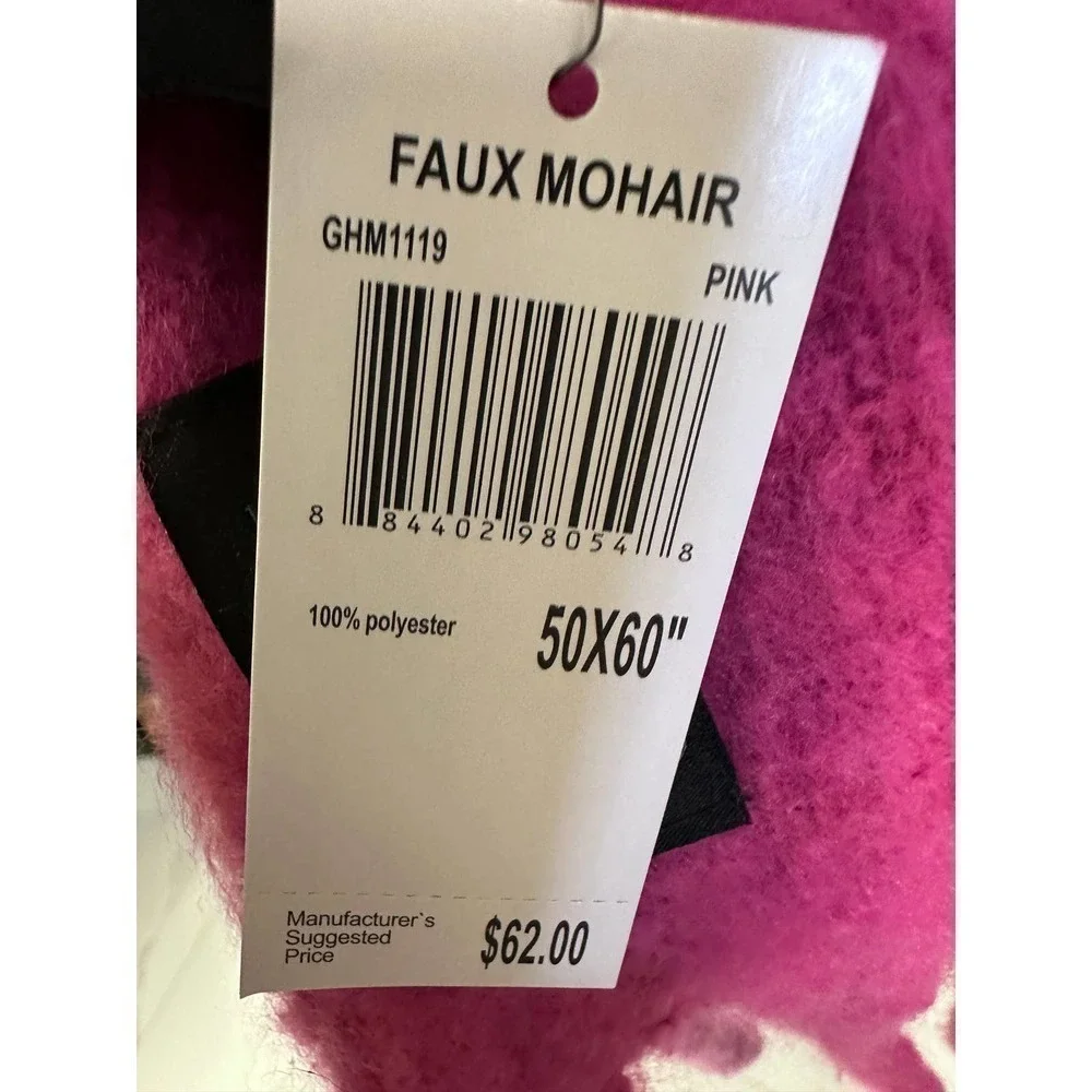 Magaschoni Faux Mohair Throw 50x60 Fringed Hot pink Orange Purple NWT